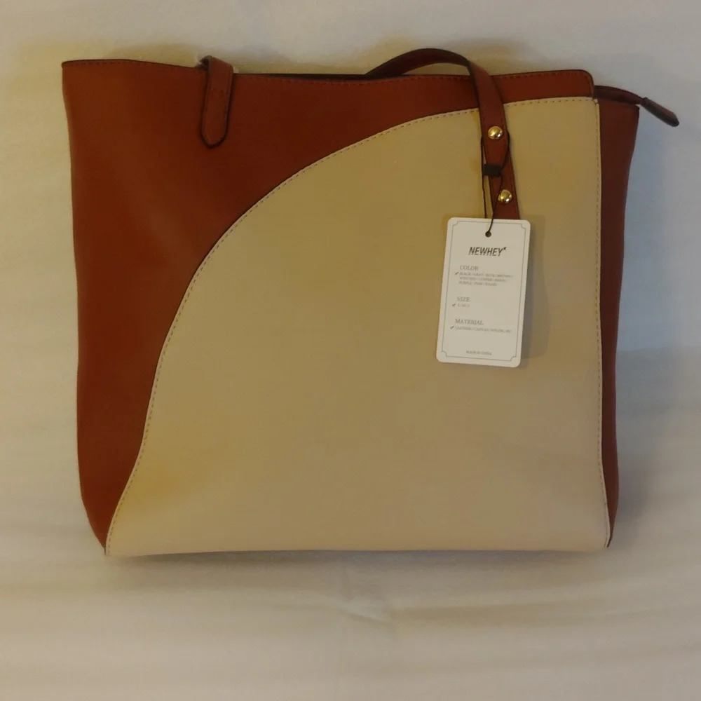 NEWHEY Wine and Beige Totes with Gold Hardware - Picture 2 of 8